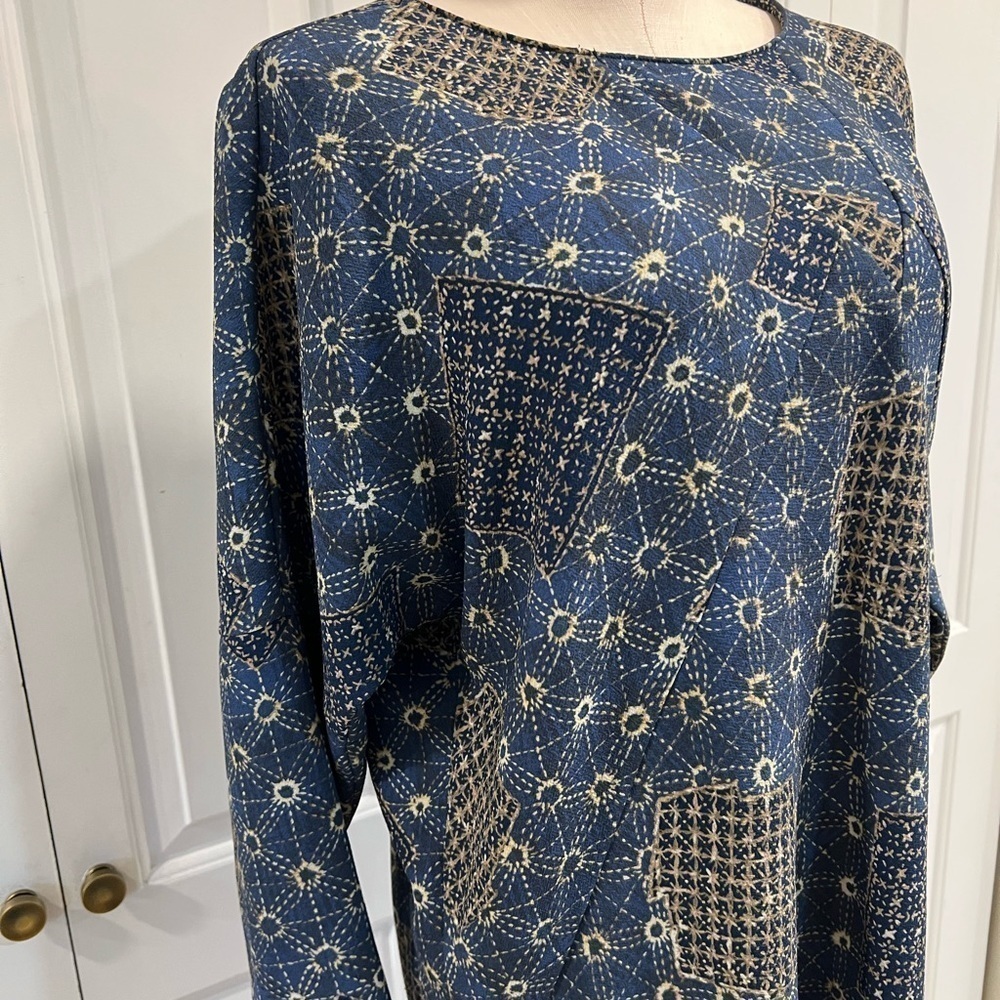 Zara Basic Blue Patchwork Tunic Dress - image 2